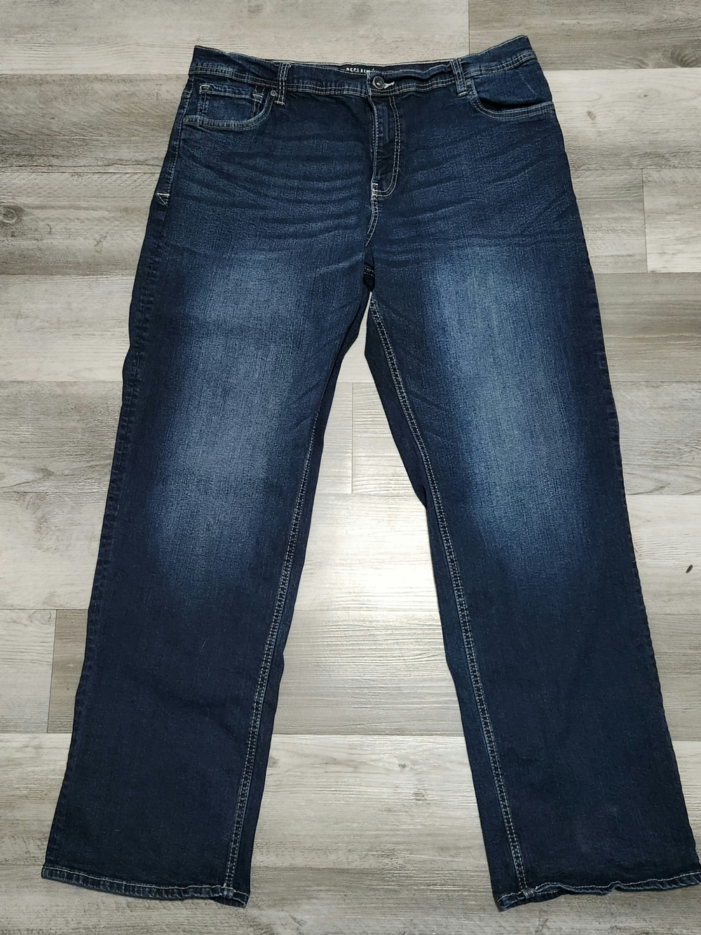 Reclaim Dark Blue Fade Wash Straight Leg Denim Jeans Mens Size 40L